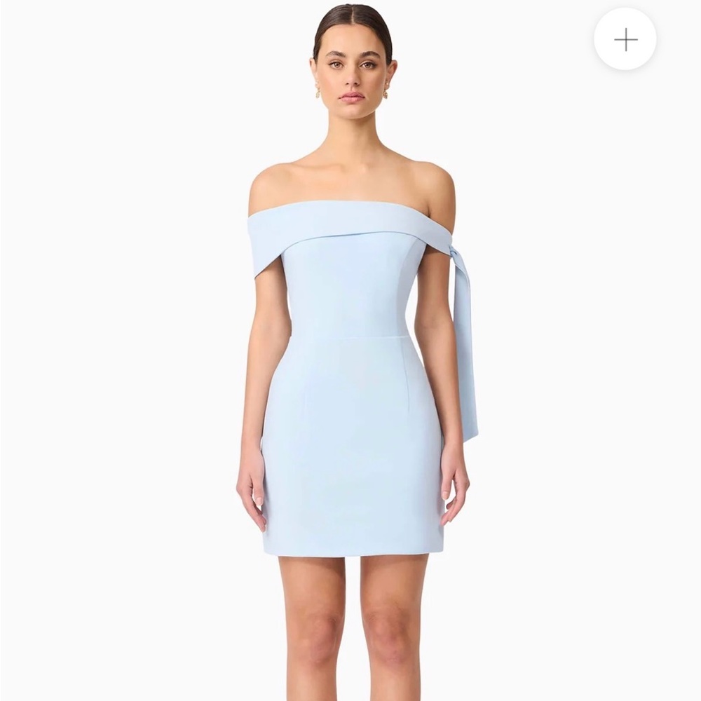 Elliatt Pale Blue One-Shoulder Mini Dress with Side Sash